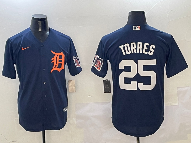 Men's Detroit Tigers Gleyber Torres #25 Navy Limited Player Jersey1
