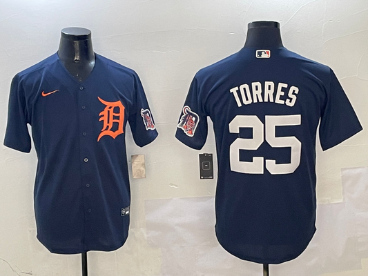 Men's Detroit Tigers Gleyber Torres #25 Navy Limited Player Jersey1