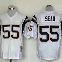Men's San Diego Chargers Junior Seau Mitchell & Ness White Legacy Replica Jersey1