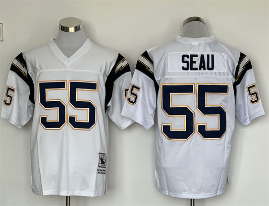 Men's San Diego Chargers Junior Seau Mitchell & Ness White Legacy Replica Jersey1