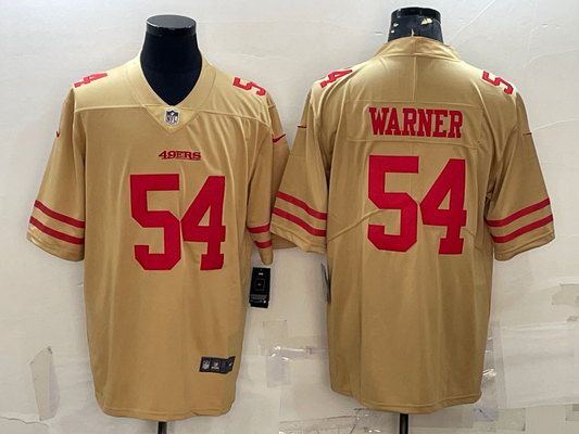 Men's San Francisco 49ers Fred Warner #54 Gold Inverted Legend Jersey1