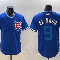 Men's Chicago Cubs Javier Baez #9 Royal Replica Player Jersey1