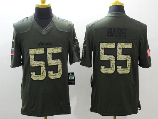 Men's Minnesota Vikings Anthony Barr #55 Army Green Game Jersey1