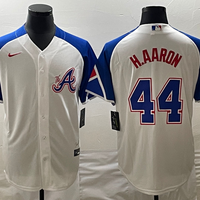 Men's Atlanta Braves Hank Aaron #44 White 2023 City Connect Replica Jersey1