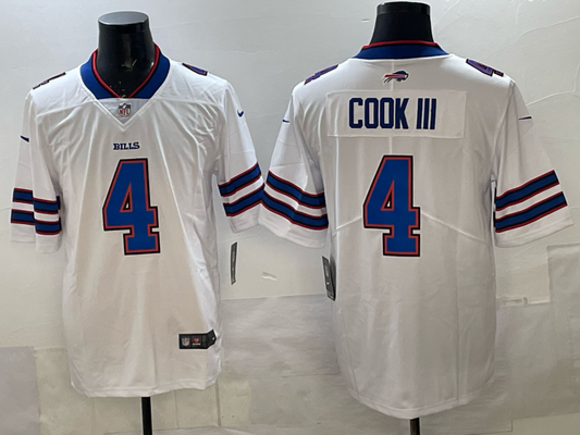 Men's Buffalo Bills James Cook III #4 White Team Game Jersey