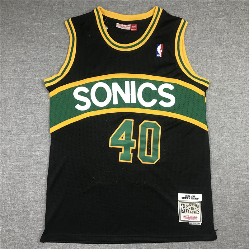 Shawn Kemp #40 Seattle SuperSonics Black Throwback Swingman Jersey - JerseysFreak