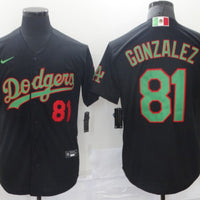 Men's Los Angeles Dodgers Victor Gonzalez #81 Black Replica Baseball Jersey1
