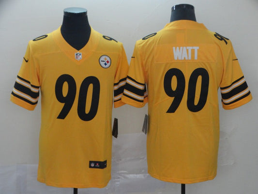 Men's Pittsburgh Steelers T.J. Watt #90 Gold Inverted Team Game Jersey1