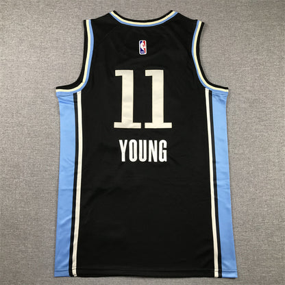 Men's Atlanta Hawks Trae Young #11 Black 2023/24 Swingman Jersey1 - City Edition