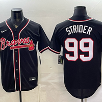 Men's Atlanta Braves Spencer Strider #99 Fashion Replica Black Out Jersey
