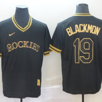Men's Colorado Rockies Charlie Blackmon #19 Black Replica Player Jersey1