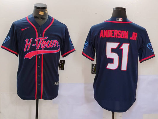 Men's Houston Texans Will Anderson Jr. #51 Navy Game Player Jersey1