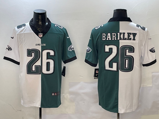 Men's Philadelphia Eagles Saquon Barkley #26 White/Green Game Player Jersey1