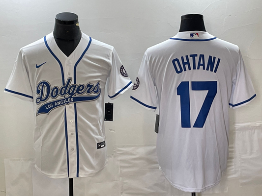 Men's Los Angeles Dodgers Shohei Ohtani #17 White Player Jersey1 Joint Edition