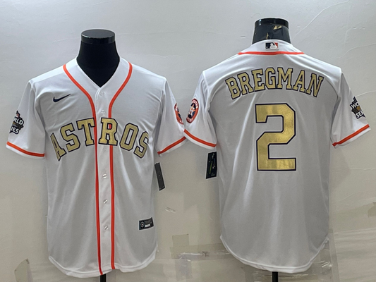 Men's Houston Astros Alex Bregman #2 White Replica Player Jersey1