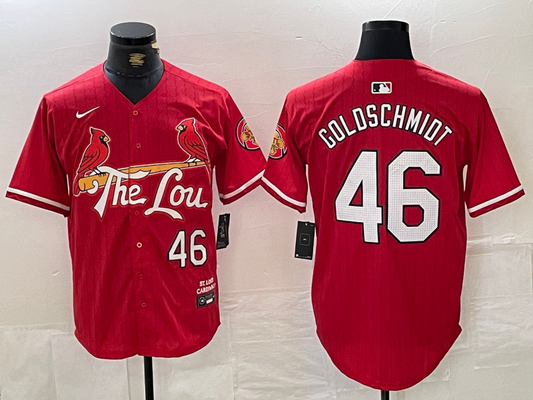 Men's St. Louis Cardinals Paul Goldschmidt #46 Red 2024 City Connect Limited Player Jersey1