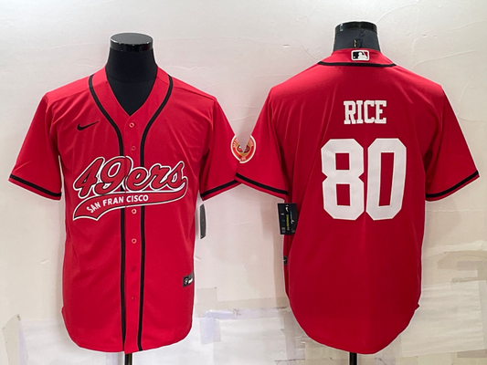 Men's San Francisco 49ers Jerry Rice #80 Red Game Jersey1 Joint Edition
