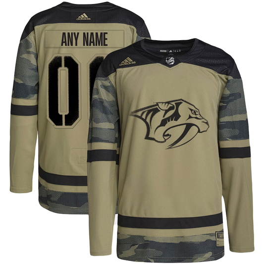 Men's Nashville Predators Camo Military Appreciation Team Authentic Custom Practice Jersey1