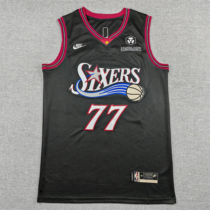 Men's Philadelphia 76ers V. J. Edgecombe #77 Black Swingman Jersey - Classic Edition