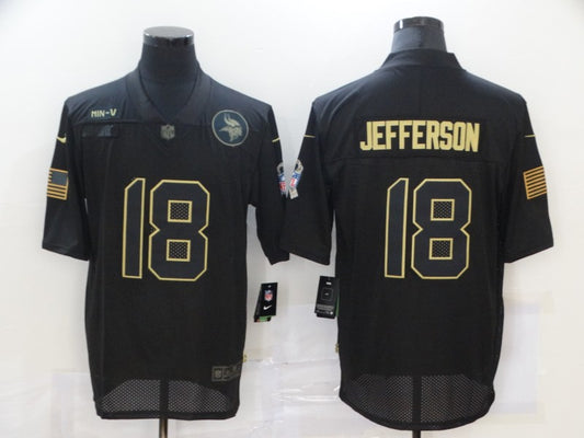 Men's Minnesota Vikings Justin Jefferson #18 Black Game Player Jersey1