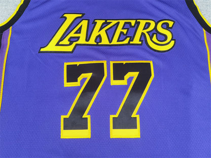 Men's Los Angeles Lakers Luka Doncic #77 Purple Swingman Jersey1 - Statement Edition