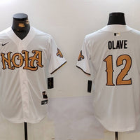 Men's New Orleans Saints Chris Olave #12 White Game Player Jersey1