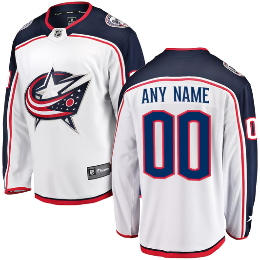 Men's Columbus Blue Jackets White Away Breakaway Custom Jersey1