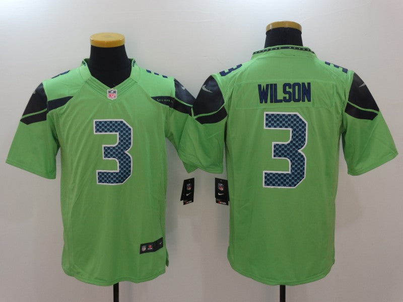 Men's Seattle Seahawks #3 Russell Wilson Green Game Jersey