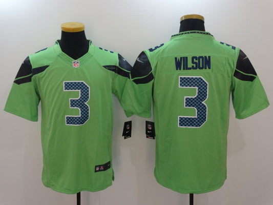 Men's Seattle Seahawks #3 Russell Wilson Green Game Jersey