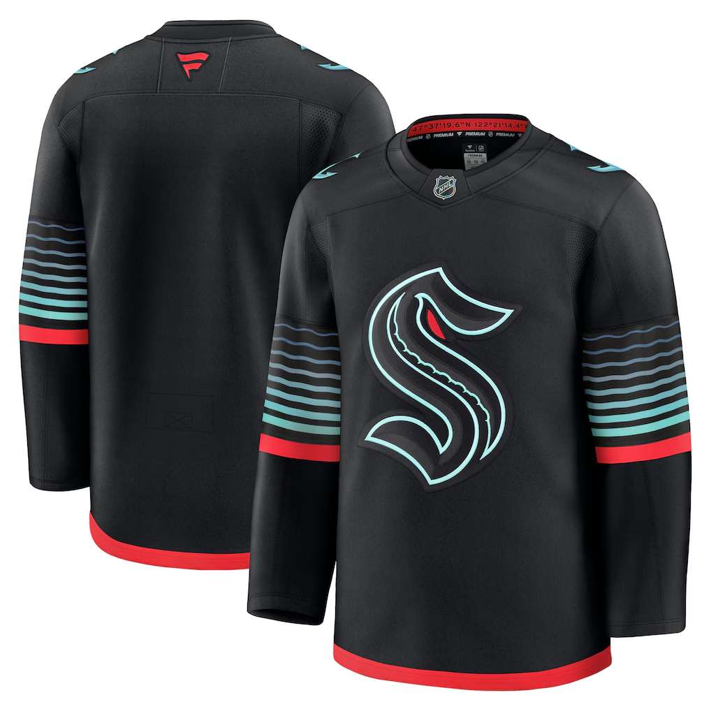 Men's Seattle Kraken Fanatics Black Alternate Premium Blank Jersey
