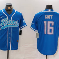 Men's Detroit Lions Jared Goff #16 Blue Player Jersey1