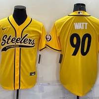 Men's Pittsburgh Steelers T.J. Watt #90 Yellow Game Jersey1 Joint edition