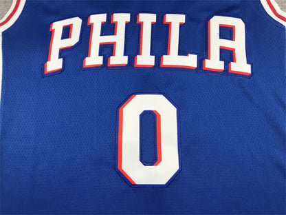 Men's Philadelphia 76ers Tyrese Maxey Blue 2020/21 Fast Break Replica Jersey1