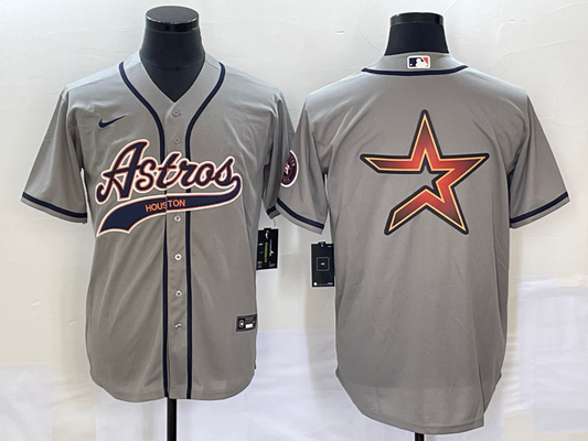 Men's Houston Astros Gray Replica Authentic Jersey1 Joint Edition