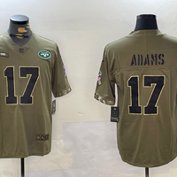 Men's New York Jets Davante Adams #17 Olive Salute To Service Game Jersey1