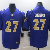 Men's Baltimore Ravens J.K. Dobbins #27 Purple Game Player Jersey1