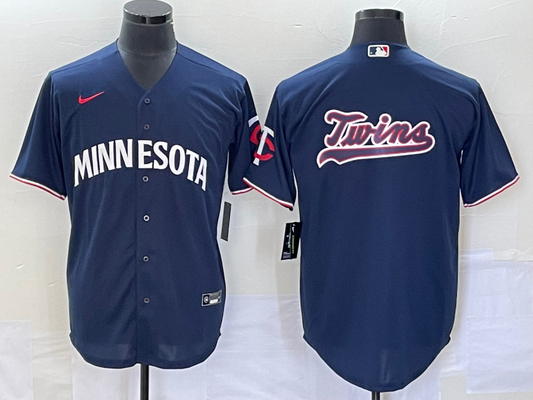 Men's Minnesota Twins Navy Alternate Replica Team Logo Jersey1