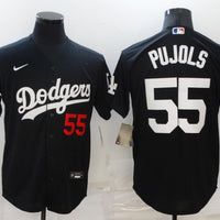 Men's Los Angeles Dodgers Albert Pujols #55 Black Replica Player Jersey1
