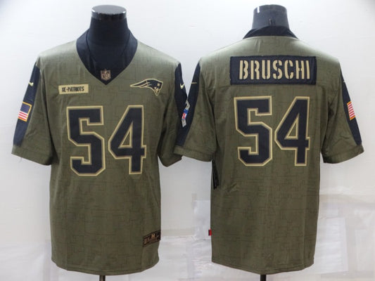 Men's New England Patriots Tedy Bruschi #54 Brown Game Jersey1