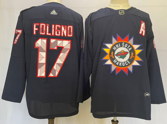 Men's Minnesota Wild Marcus Foligno #17 Black Breakaway Player Jersey1