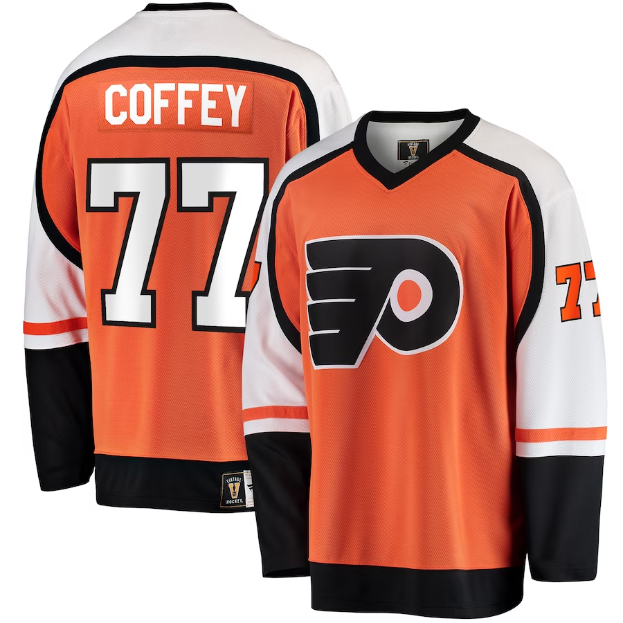 Men's Philadelphia Flyers Paul Coffey #77 Orange Player Jersey1