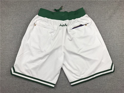 Men's Boston Celtics White Basketball Retro Shorts1