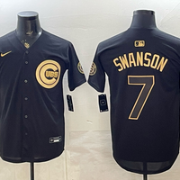 Men's Chicago Cubs Dansby Swanson #7 Black Limited Player Jersey