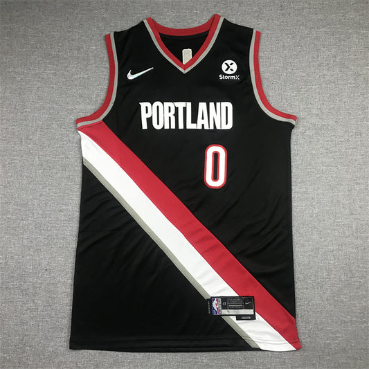 Men's Portland Trail Blazers Damian Lillard #0 Black Swingman Jersey1