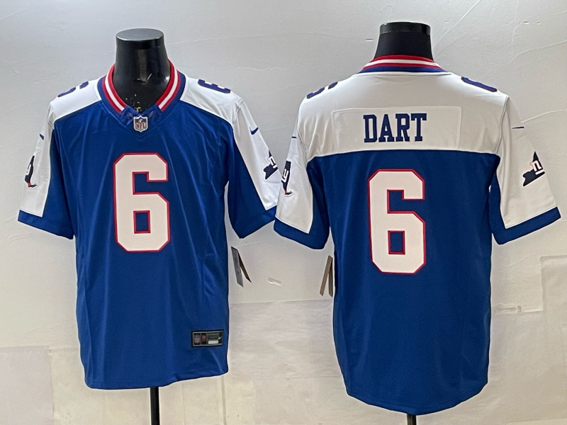 Men's New York Giants Jaxson Dart #6 Royal Player Jersey