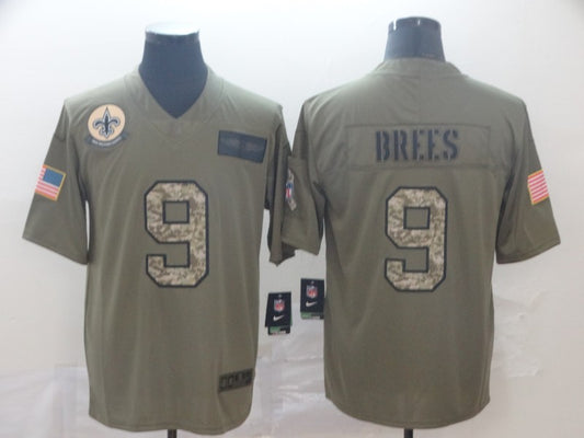 Men's New Orleans Saints Drew Brees #9 Brown Player Game Jersey1
