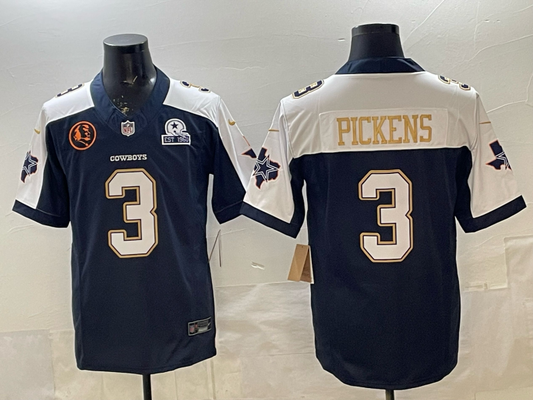 George Pickens #3 Dallas Cowboys Navy Game Team Jersey - JerseysFreak