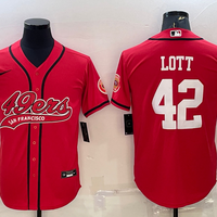 Men's San Francisco 49ers Ronnie Lott #42 Red Game Jersey1 Joint Edition