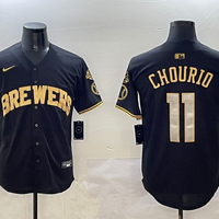 Men's Milwaukee Brewers Jackson Chourio #11 Black Replica Player Jersey1