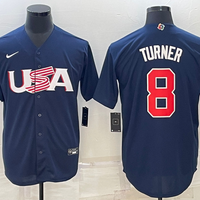 Men's 2023 World Baseball Classic #8 Trea Turner USA Navy Jersey1